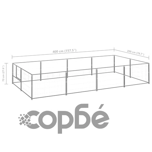 Клетка за кучета, сива, 8 м², стомана ➤ топ цена ➤ sorbe.bg