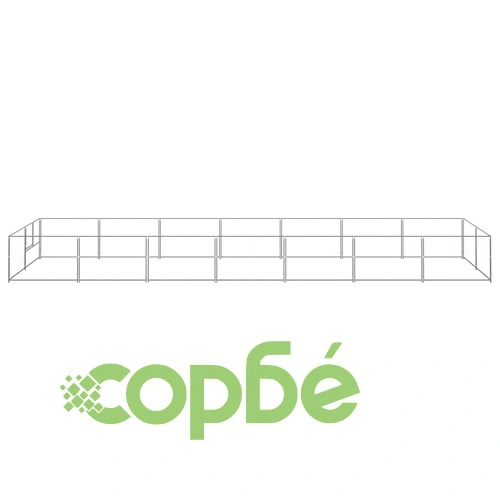 Клетка за кучета, сива, 14 м², стомана ➤ топ цена ➤ sorbe.bg