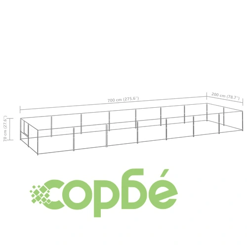 Клетка за кучета, сива, 14 м², стомана ➤ топ цена ➤ sorbe.bg