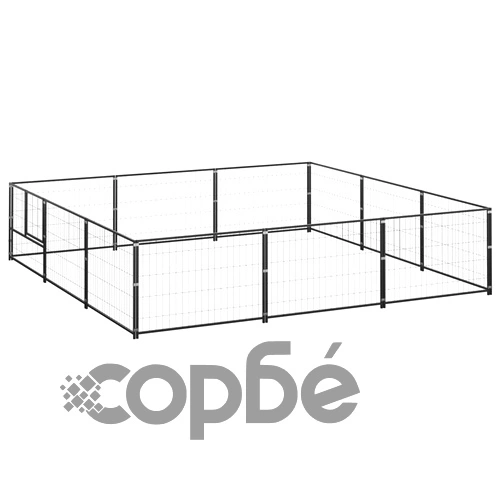 Клетка за кучета, черна, 9 м², стомана ➤ топ цена ➤ sorbe.bg