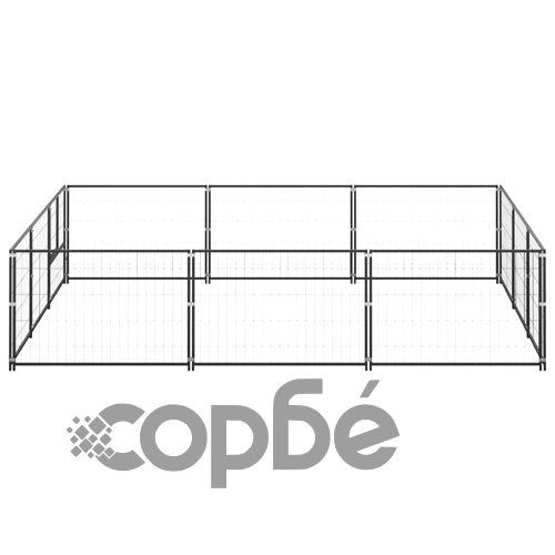 Клетка за кучета, черна, 9 м², стомана ➤ топ цена ➤ sorbe.bg