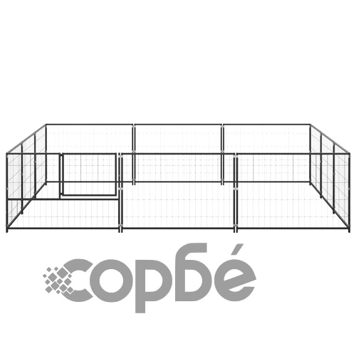 Клетка за кучета, черна, 9 м², стомана ➤ топ цена ➤ sorbe.bg