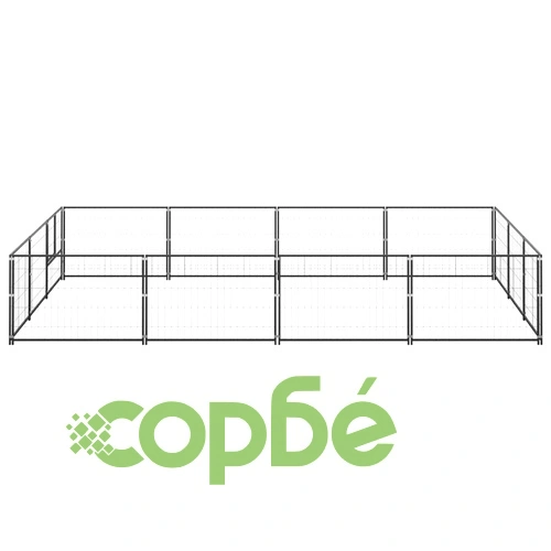 Клетка за кучета, черна, 12 м², стомана ➤ топ цена ➤ sorbe.bg