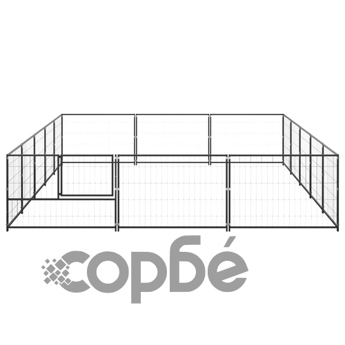 Клетка за кучета, черна, 15 м², стомана ➤ топ цена ➤ sorbe.bg