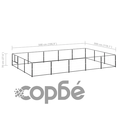 Клетка за кучета, черна, 15 м², стомана ➤ топ цена ➤ sorbe.bg
