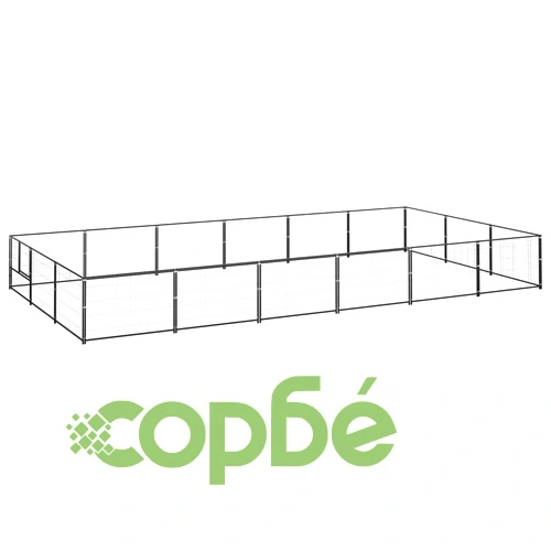 Клетка за кучета, черна, 18 м², стомана ➤ топ цена ➤ sorbe.bg