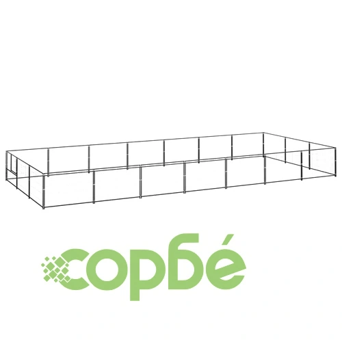 Клетка за кучета, черна, 21 м², стомана ➤ топ цена ➤ sorbe.bg