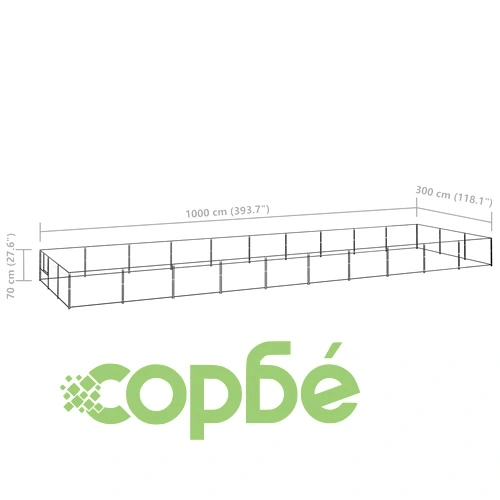 Клетка за кучета, черна, 30 м², стомана ➤ топ цена ➤ sorbe.bg