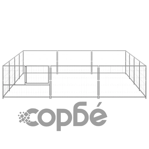 Клетка за кучета, сива, 12 м², стомана ➤ топ цена ➤ sorbe.bg