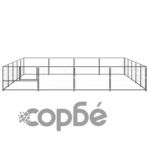 Клетка за кучета, черна, 20 м², стомана ➤ топ цена ➤ sorbe.bg