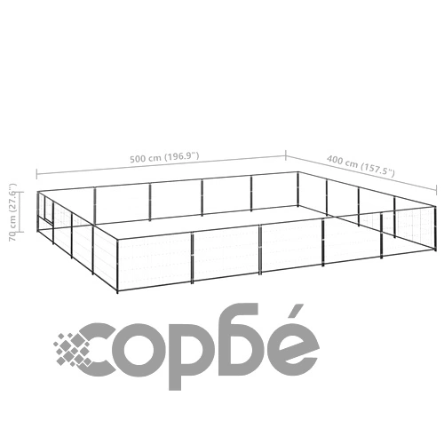 Клетка за кучета, черна, 20 м², стомана ➤ топ цена ➤ sorbe.bg