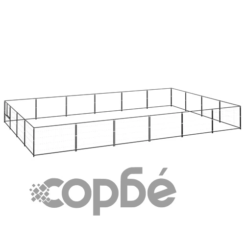 Клетка за кучета, черна, 24 м², стомана ➤ топ цена ➤ sorbe.bg