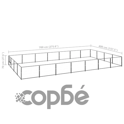 Клетка за кучета, черна, 28 м², стомана ➤ топ цена ➤ sorbe.bg