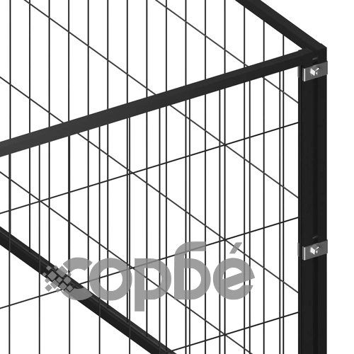 Клетка за кучета, черна, 32 м², стомана ➤ топ цена ➤ sorbe.bg
