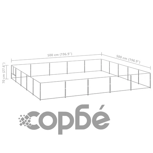 Клетка за кучета, сива, 25 м², стомана ➤ топ цена ➤ sorbe.bg