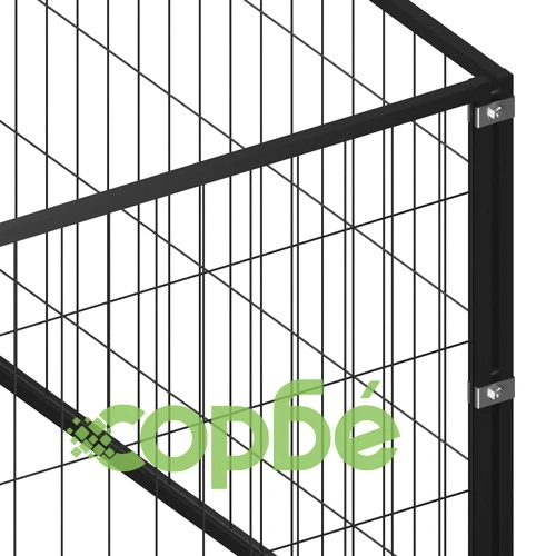 Клетка за кучета, черна, 42 м², стомана ➤ топ цена ➤ sorbe.bg