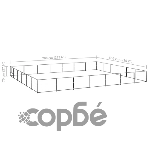 Клетка за кучета, черна, 42 м², стомана ➤ топ цена ➤ sorbe.bg