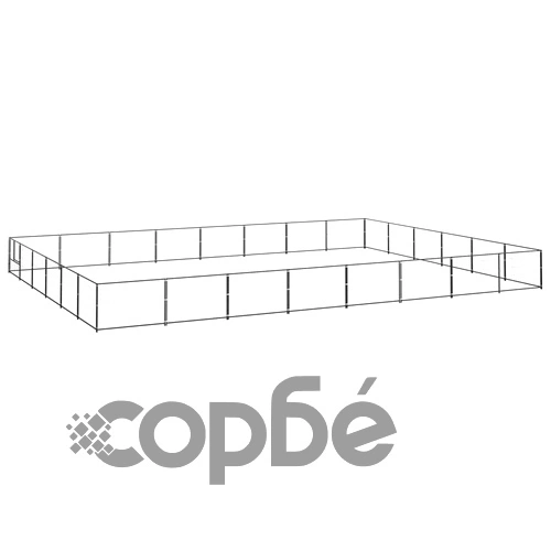 Клетка за кучета, черна, 48 м², стомана ➤ топ цена ➤ sorbe.bg