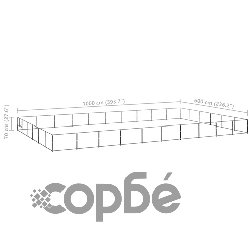 Клетка за кучета, черна, 60 м², стомана ➤ топ цена ➤ sorbe.bg