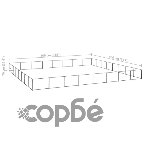 Клетка за кучета, черна, 64 м², стомана ➤ топ цена ➤ sorbe.bg