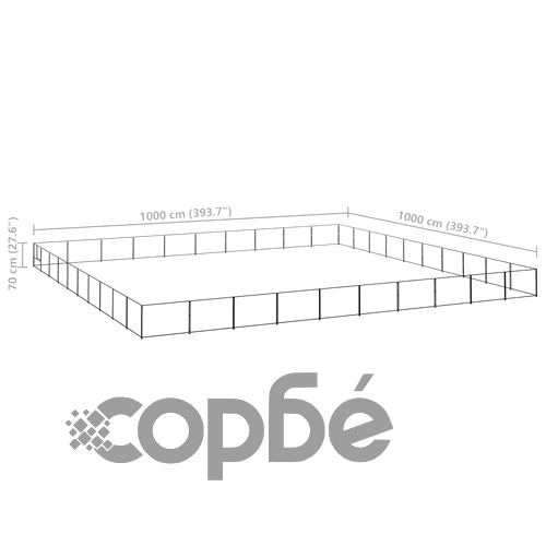 Клетка за кучета, черна, 100 м², стомана ➤ топ цена ➤ sorbe.bg