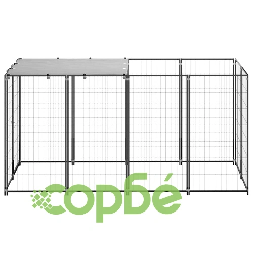 Клетка за кучета, черна, 2,42 м², стомана ➤ топ цена ➤ sorbe.bg