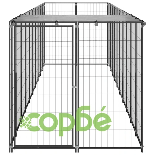 Клетка за кучета, черна, 6,05 м², стомана ➤ топ цена ➤ sorbe.bg