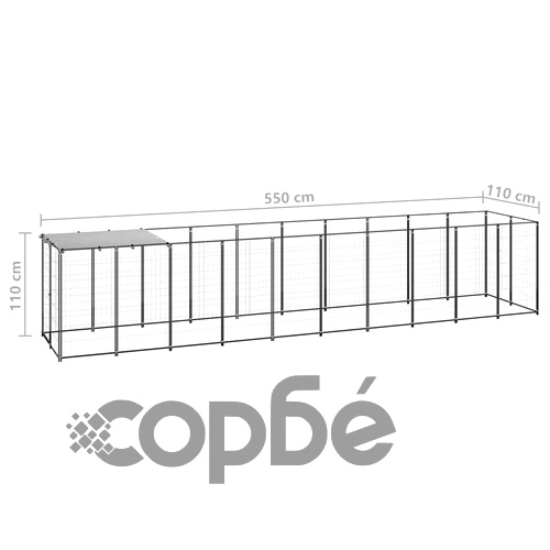 Клетка за кучета, черна, 6,05 м², стомана ➤ топ цена ➤ sorbe.bg