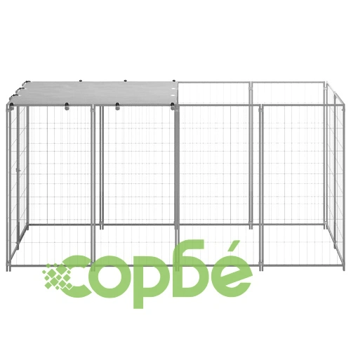 Клетка за кучета, сива, 2,42 м², стомана ➤ топ цена ➤ sorbe.bg