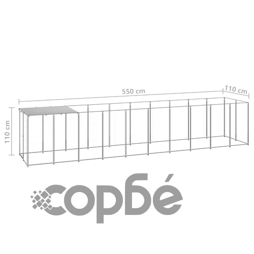 Клетка за кучета, сребриста, 6,05 м², стомана ➤ топ цена ➤ sorbe.bg