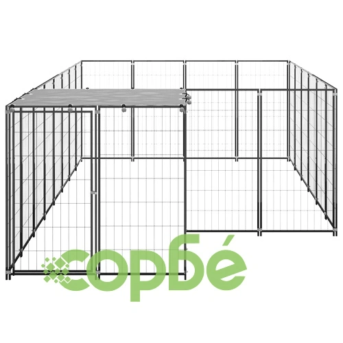 Клетка за кучета, черна, 8,47 м², стомана ➤ топ цена ➤ sorbe.bg