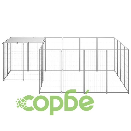 Клетка за кучета, сребриста, 6,05 м², стомана ➤ топ цена ➤ sorbe.bg