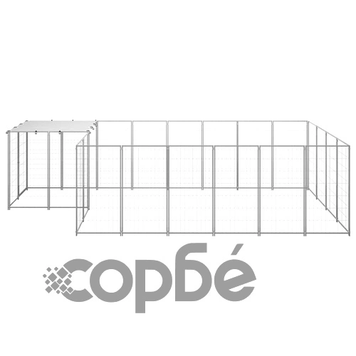 Клетка за кучета, сребриста, 8,74 м², стомана   ➤ топ цена ➤ sorbe.bg