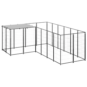 Клетка за кучета, черна, 4,84 м², стомана