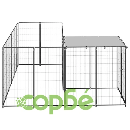 Клетка за кучета, черна, 4,84 м², стомана ➤ топ цена ➤ sorbe.bg