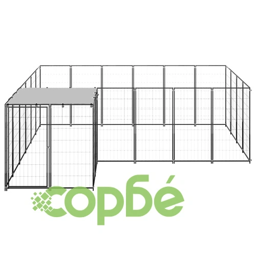 Клетка за кучета, черна, 8,47 м², стомана ➤ топ цена ➤ sorbe.bg