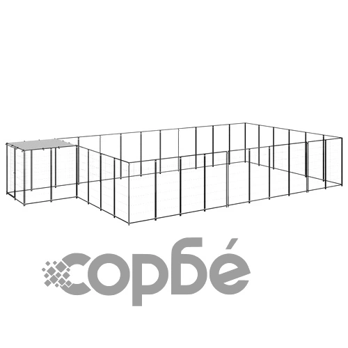 Клетка за кучета, черна, 19,36 м², стомана ➤ топ цена ➤ sorbe.bg
