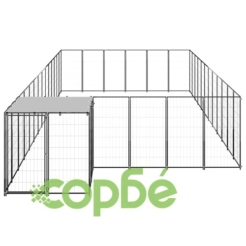 Клетка за кучета, черна, 22,99 м², стомана ➤ топ цена ➤ sorbe.bg