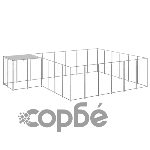 Клетка за кучета, сребриста, 12,1 м², стомана ➤ топ цена ➤ sorbe.bg