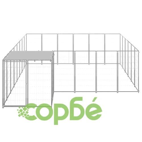 Клетка за кучета, сребриста, 12,1 м², стомана ➤ топ цена ➤ sorbe.bg