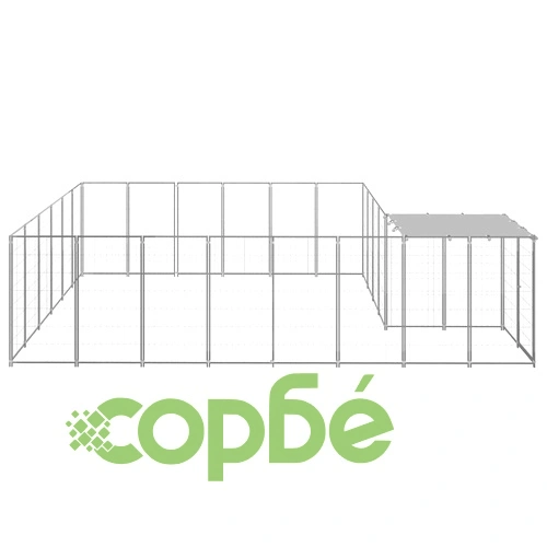 Клетка за кучета, сребриста, 12,1 м², стомана ➤ топ цена ➤ sorbe.bg