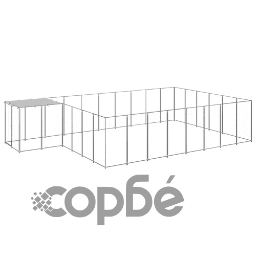 Клетка за кучета, сребриста, 15,73 м², стомана ➤ топ цена ➤ sorbe.bg