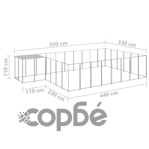 Клетка за кучета, сребриста, 15,73 м², стомана ➤ топ цена ➤ sorbe.bg