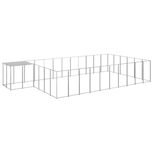 Клетка за кучета, сребриста, 19,36 м², стомана