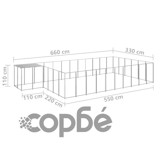 Клетка за кучета, сребриста, 19,36 м², стомана ➤ топ цена ➤ sorbe.bg