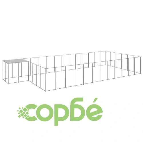 Клетка за кучета, сребриста, 22,99 м², стомана ➤ топ цена ➤ sorbe.bg