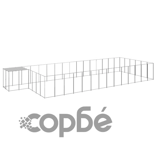 Клетка за кучета, сребриста, 26,62 м², стомана ➤ топ цена ➤ sorbe.bg