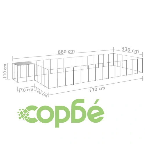 Клетка за кучета, сребриста, 26,62 м², стомана ➤ топ цена ➤ sorbe.bg