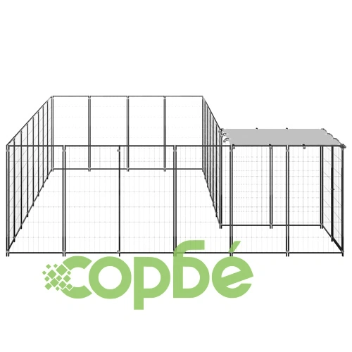 Клетка за кучета, черна, 10,89 м², стомана ➤ топ цена ➤ sorbe.bg