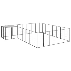 Клетка за кучета, черна, 15,73 м², стомана